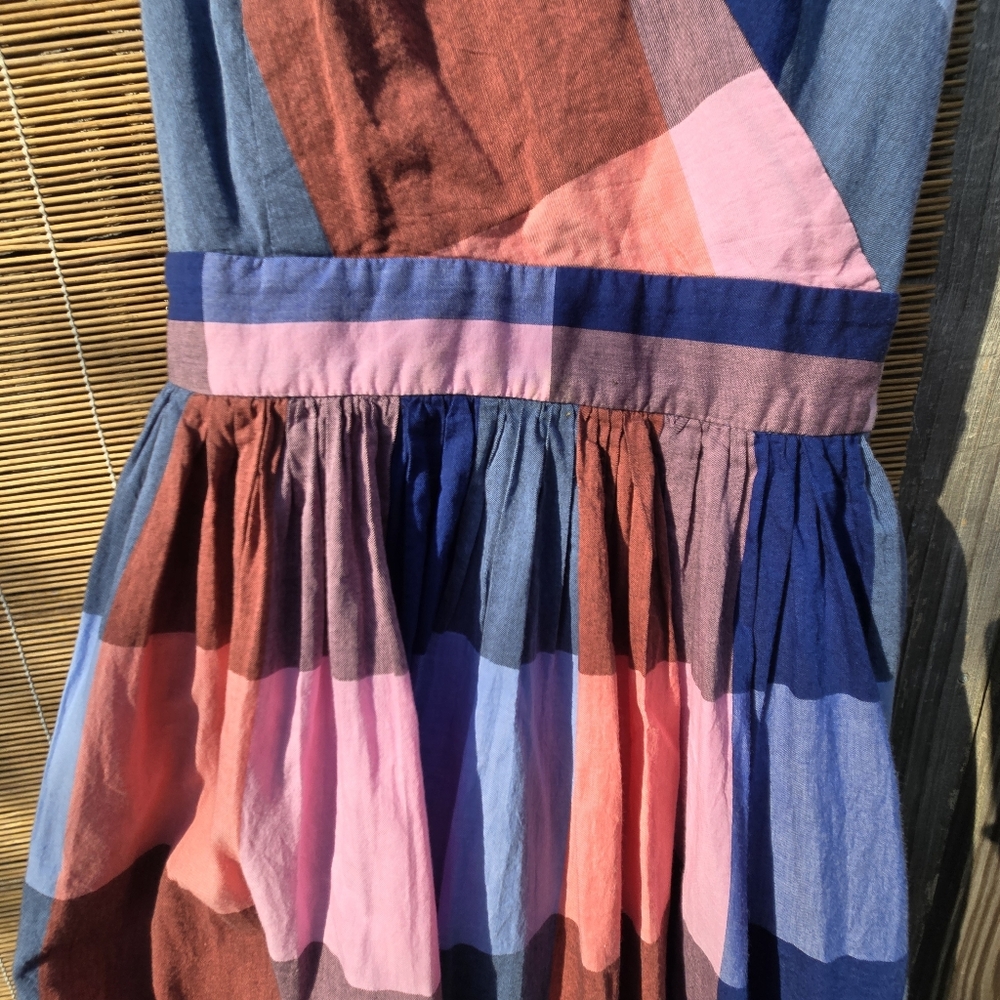 1901 Plaid Wrap Blanket Plaid Midi Dress Pink Blue Size 6 - Picture 8 of 16
